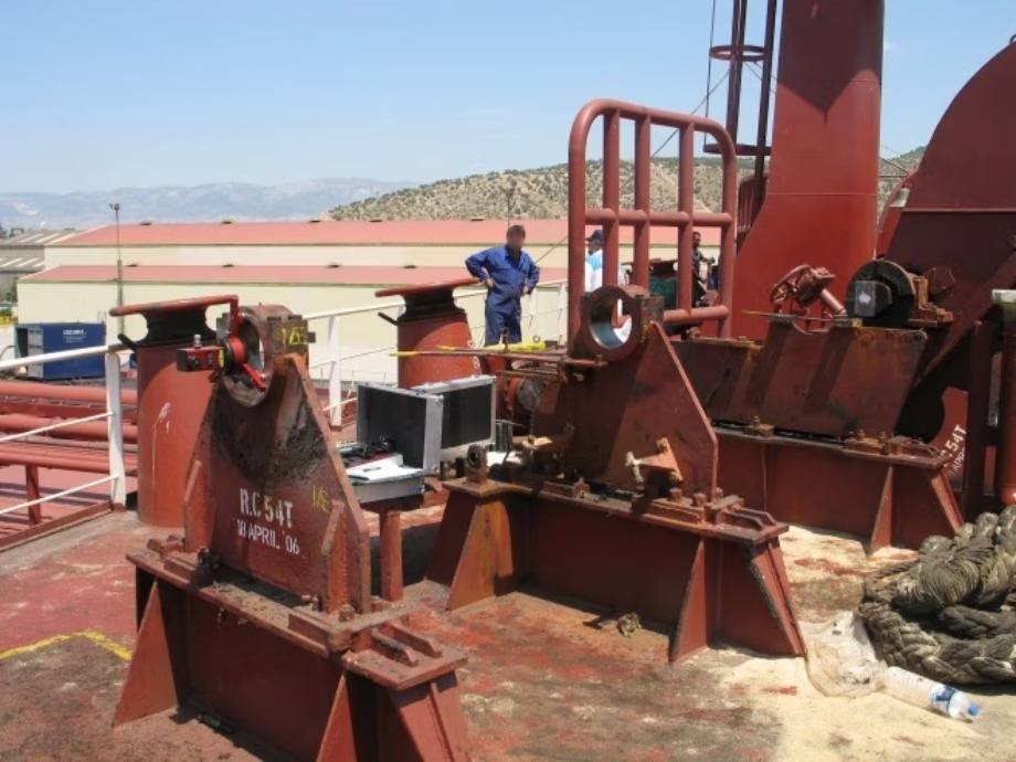 Ευθυγράμμιση εδράνων εργάτη άγκυρας — διάταξη μέτρησης επί του καταστρώματος