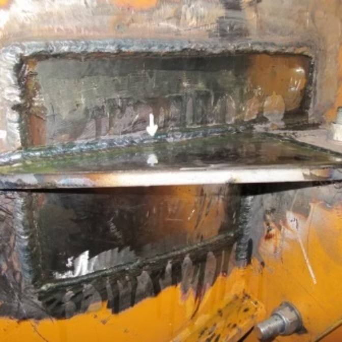 Επισκευή γερανογέφυρας — επισκευασμένο τμήμα με συγκόλληση